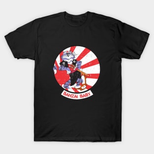 Grumman F-14 Tomcat - Banzai Baby - Grunge Style T-Shirt